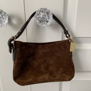 Coach brown suede mini bag
